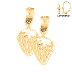 Pendientes de fresa de 17 mm de oro de 14 quilates o 18 quilates
