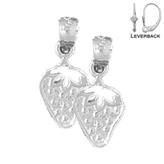 Sterling Silver 17mm Strawberry Earrings (White or Yellow Gold Plated)