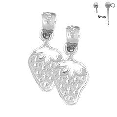 Sterling Silver 17mm Strawberry Earrings (White or Yellow Gold Plated)
