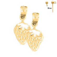 Sterling Silver 17mm Strawberry Earrings (White or Yellow Gold Plated)