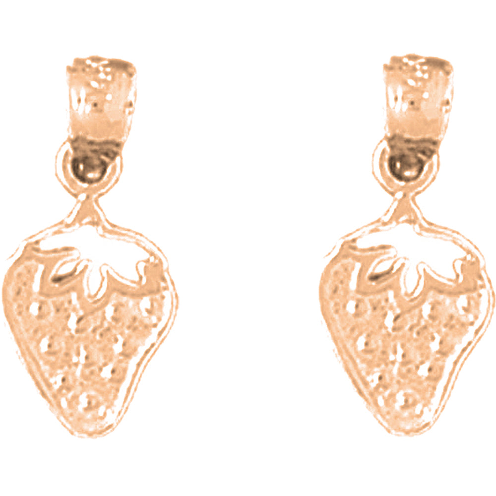 14K or 18K Gold 17mm Strawberry Earrings