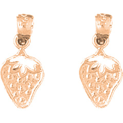 14K or 18K Gold 17mm Strawberry Earrings