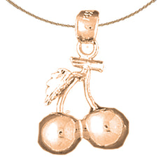 10K, 14K or 18K Gold 3D Cherries Pendant