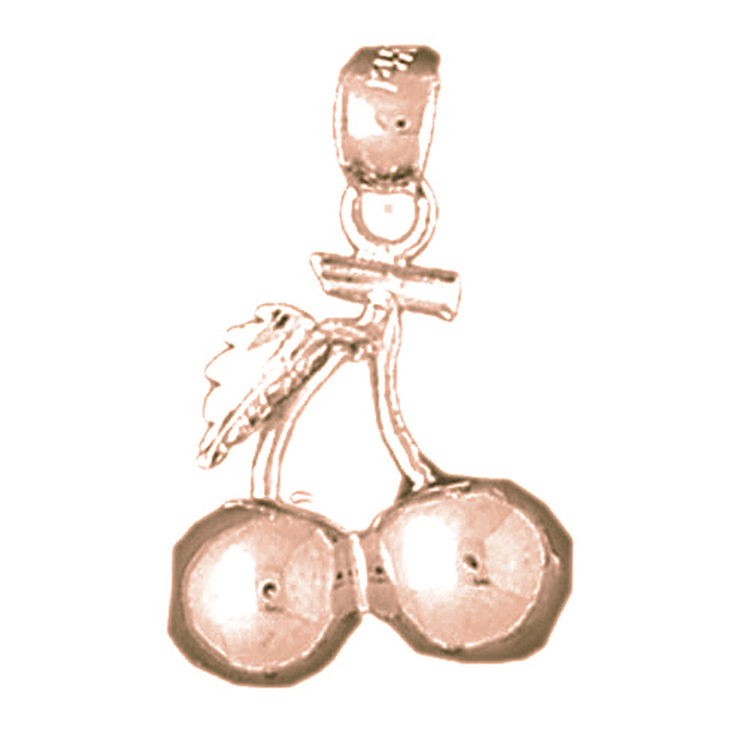 10K, 14K or 18K Gold 3D Cherries Pendant