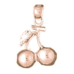 10K, 14K or 18K Gold 3D Cherries Pendant