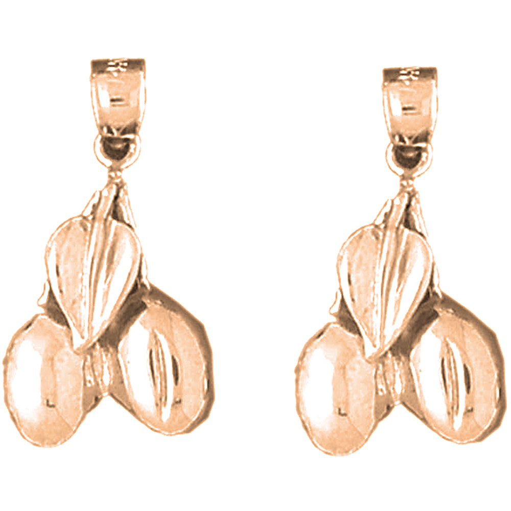 14K or 18K Gold 25mm 3D Cherries Earrings