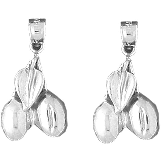 Sterling Silver 25mm 3D Cherries Earrings