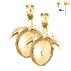 Pendientes de ciruela 3D de plata de ley de 22 mm (chapados en oro blanco o amarillo)