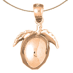 3D-Pflaumenanhänger aus 10 Karat, 14 Karat oder 18 Karat Gold