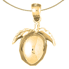 3D-Pflaumenanhänger aus 10 Karat, 14 Karat oder 18 Karat Gold