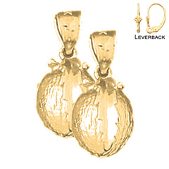 Sterling Silver 19mm 3D Orange Earrings (White or Yellow Gold Plated)