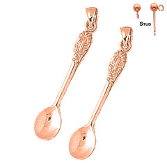 14K oder 18K Gold 39mm Löffel Ohrringe