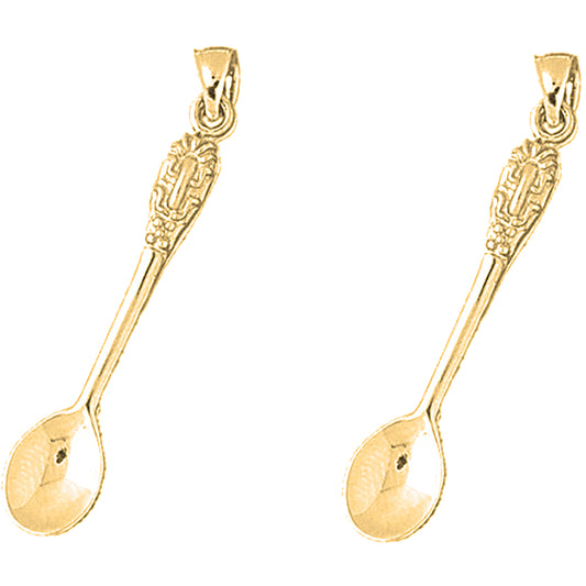 14K or 18K Gold 39mm Spoon Earrings