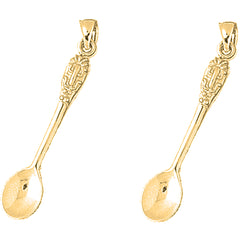 14K or 18K Gold 39mm Spoon Earrings