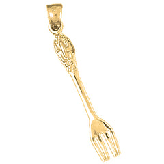 14K or 18K Gold Fork Pendant