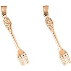 14K or 18K Gold 39mm Fork Earrings