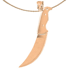 Colgante de cuchillo 3D de oro de 10K, 14K o 18K