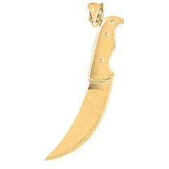 10K, 14K or 18K Gold 3D Knife Pendant