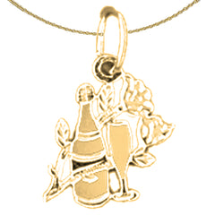 Colgante de champán de oro de 14 quilates o 18 quilates