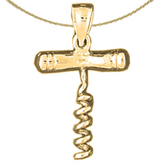 3D-Korkenzieheranhänger aus 10 Karat, 14 Karat oder 18 Karat Gold