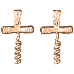 14K or 18K Gold 27mm 3D Cork Screw Earrings