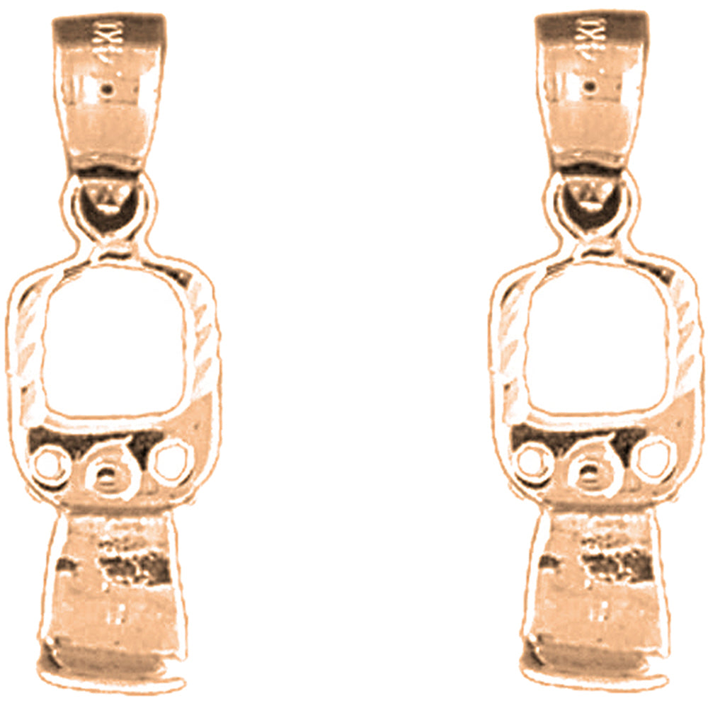 14K or 18K Gold 23mm 3D Can Opener Earrings