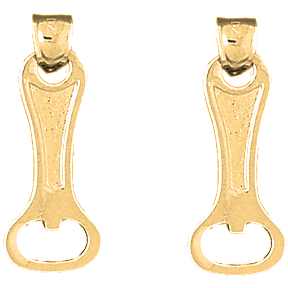 Yellow Gold-plated Silver 28mm 3D Can Opener Earrings