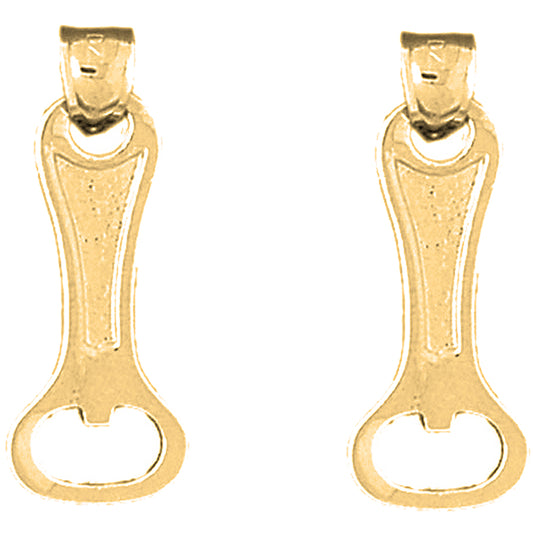 14K or 18K Gold 28mm 3D Can Opener Earrings