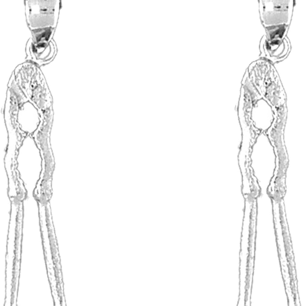 Sterling Silver 34mm 3D Nut Cracker Earrings