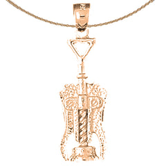 3D-Korkenzieheranhänger aus 10 Karat, 14 Karat oder 18 Karat Gold