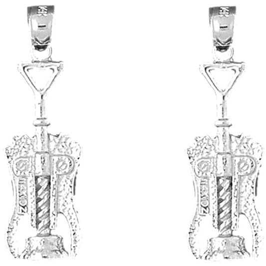 Sterling Silver 34mm 3D Cork Screw Earrings