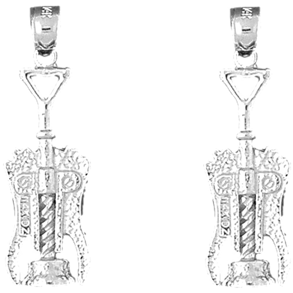 14K or 18K Gold 34mm 3D Cork Screw Earrings