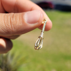 10K, 14K or 18K Gold 3D Whisk Pendant
