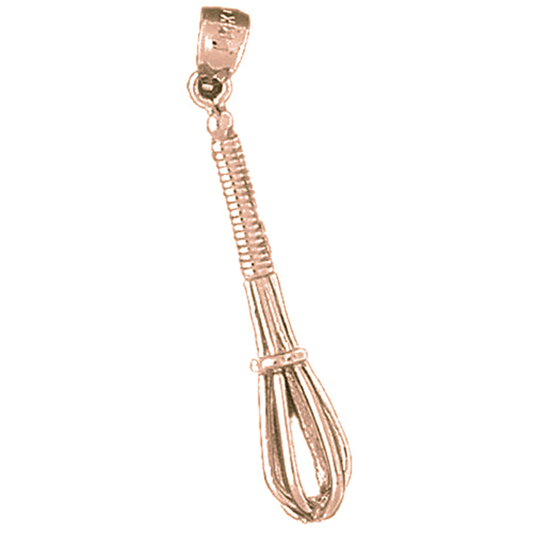 10K, 14K or 18K Gold 3D Whisk Pendant