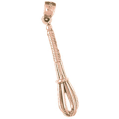10K, 14K or 18K Gold 3D Whisk Pendant