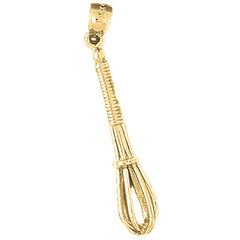 10K, 14K or 18K Gold 3D Whisk Pendant
