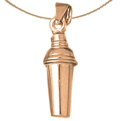 3D-Martini-Shaker-Anhänger aus 10 Karat, 14 Karat oder 18 Karat Gold