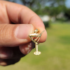 14K or 18K Gold 3D Martini Pendant