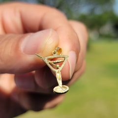 14K oder 18K Gold 3D Martini Anhänger