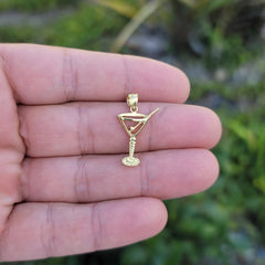 14K oder 18K Gold 3D Martini Anhänger