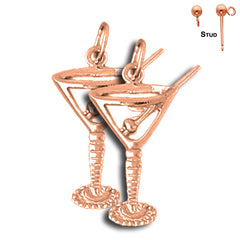 14K or 18K Gold 3D Martini Earrings