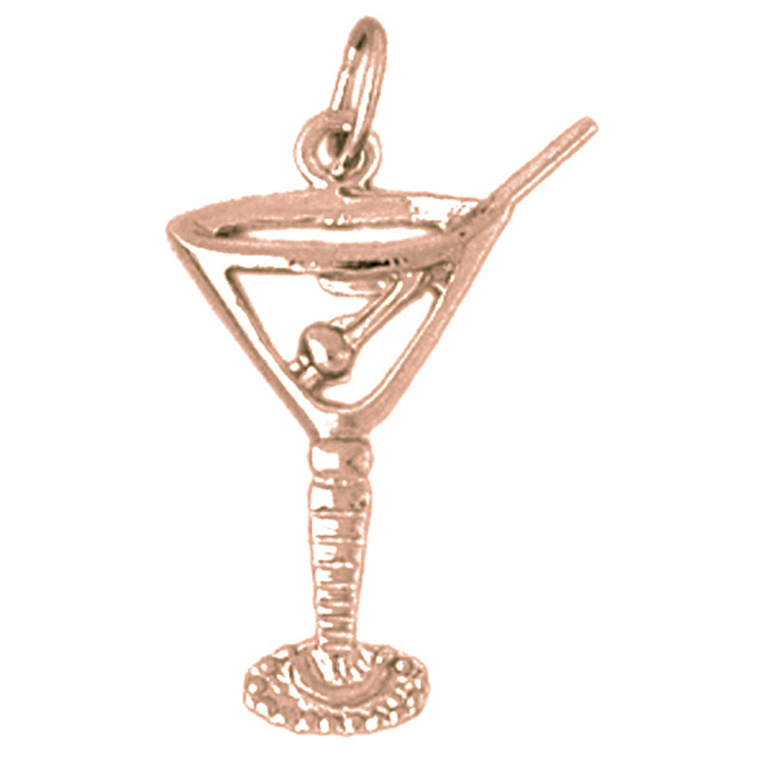 14K or 18K Gold 3D Martini Pendant