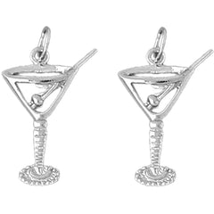 14K or 18K Gold 25mm 3D Martini Earrings