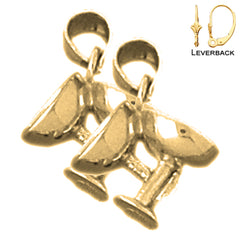 Pendientes de copas tostadas 3D de plata de ley de 11 mm (chapados en oro blanco o amarillo)