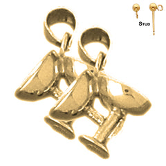 14K or 18K Gold 3D Toasting Glasses Earrings