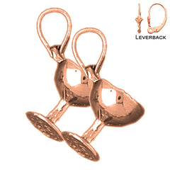 14K or 18K Gold 3D Wine Glass Earrings