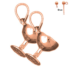 14K or 18K Gold 3D Wine Glass Earrings