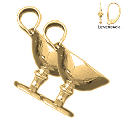 19 mm große 3D-Weinglas-Ohrringe aus Sterlingsilber (weiß- oder gelbvergoldet)