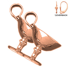 14K or 18K Gold 3D Wine Glass Earrings