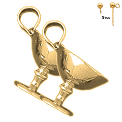 19 mm große 3D-Weinglas-Ohrringe aus Sterlingsilber (weiß- oder gelbvergoldet)